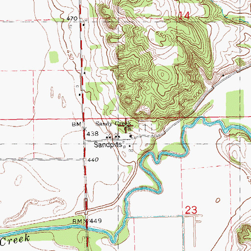 Topographic Map of Sandy Creek Church, IL
