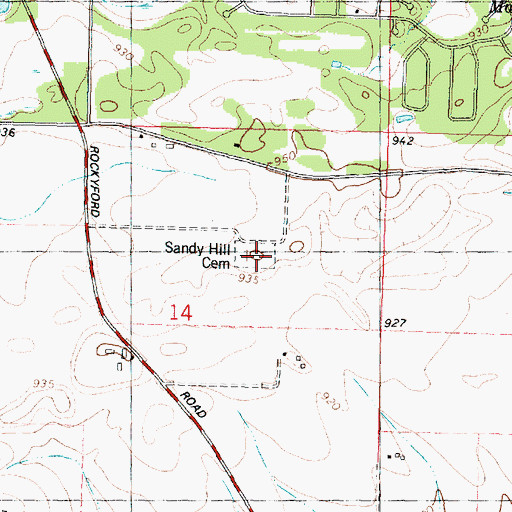 Topographic Map of Sandy Hill Cemetery, IL