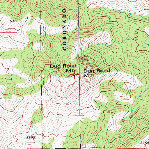 Topographic Map of Dug Road Mountain, AZ