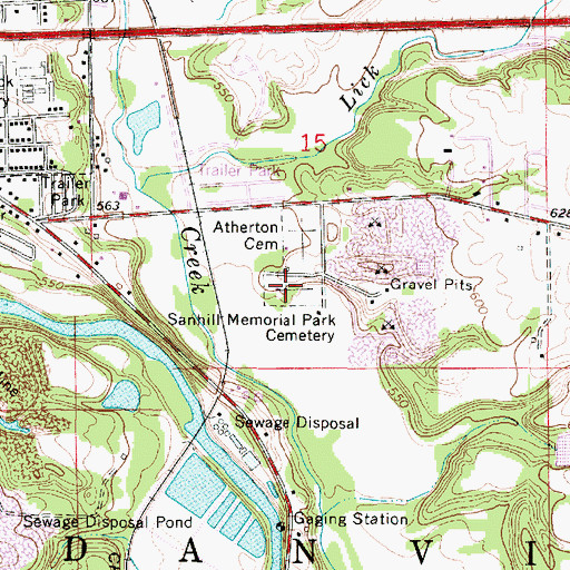 Topographic Map of Sanhill Memorial Park Cemetery, IL