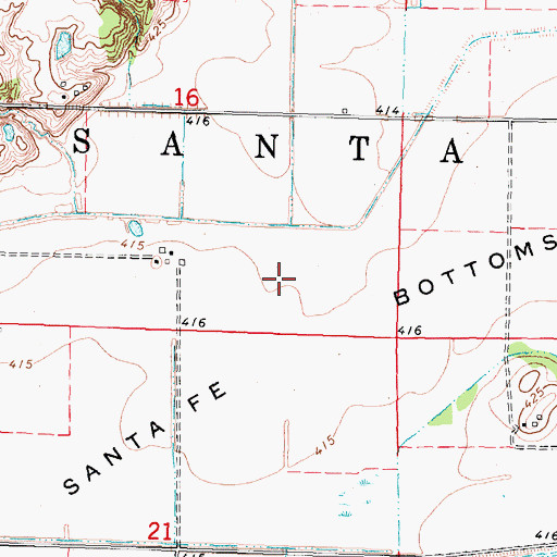 Topographic Map of Santa Fe Bottoms, IL