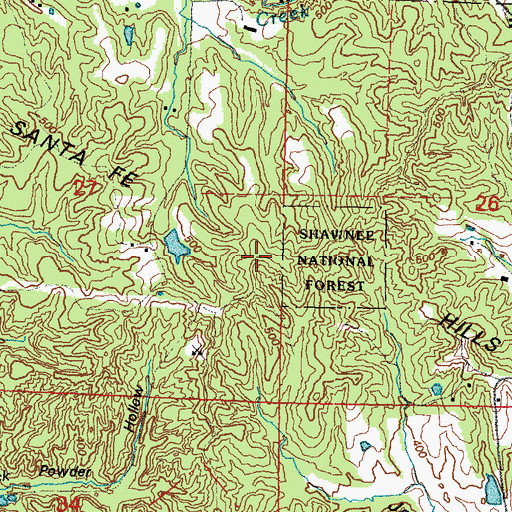 Topographic Map of Santa Fe Hills, IL