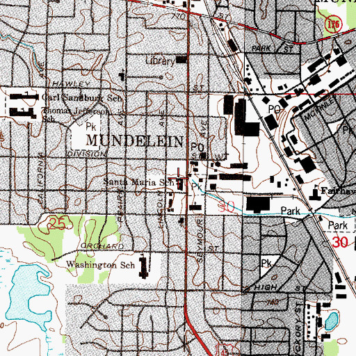 Topographic Map of Santa Maria School, IL