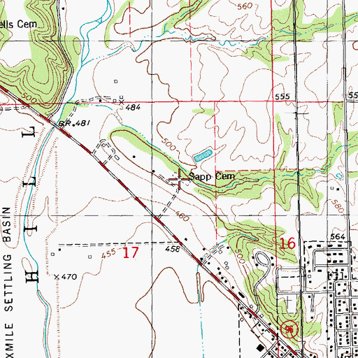 Topographic Map of Sapp Cemetery, IL