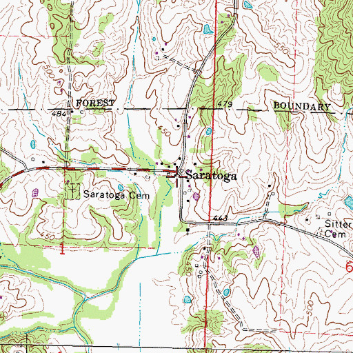 Topographic Map of Saratoga, IL