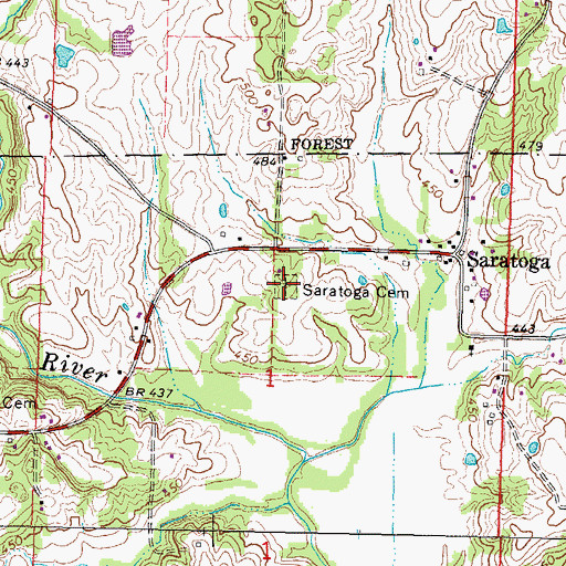 Topographic Map of Saratoga Cemetery, IL