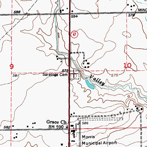 Topographic Map of Saratoga Cemetery, IL