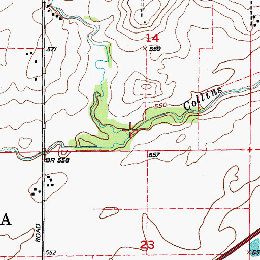 Topographic Map of Saratoga Creek, IL