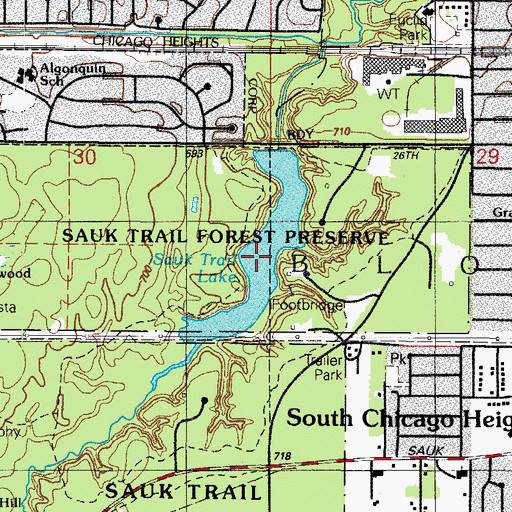 Topographic Map of Sauk Trail Lake, IL
