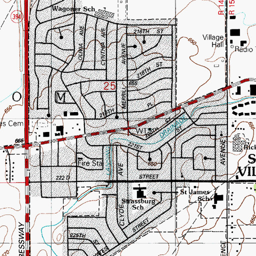 Topographic Map of Sauk Village, IL