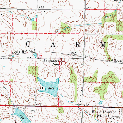 Topographic Map of Saunders Family Cemetery, IL