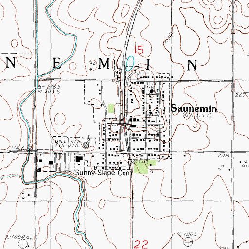 Topographic Map of Saunemin, IL