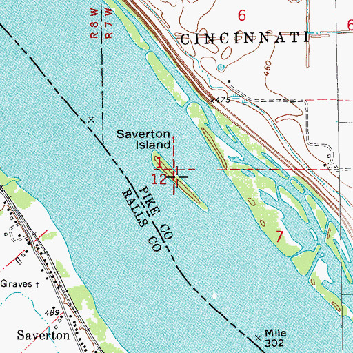 Topographic Map of Saverton Island, IL