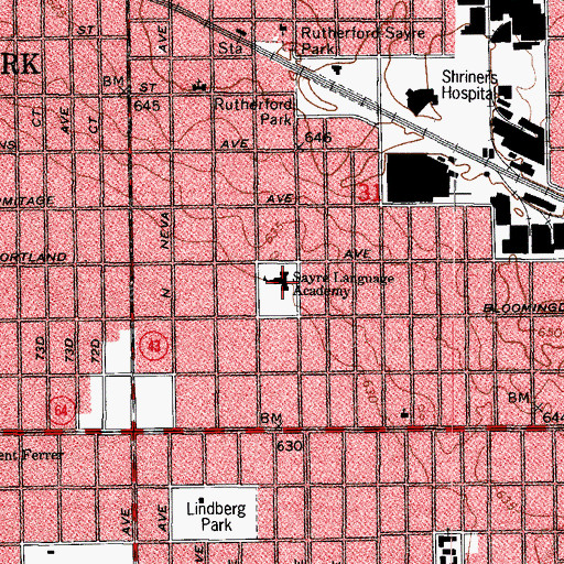 Topographic Map of Sayre Elementary Language Academy, IL