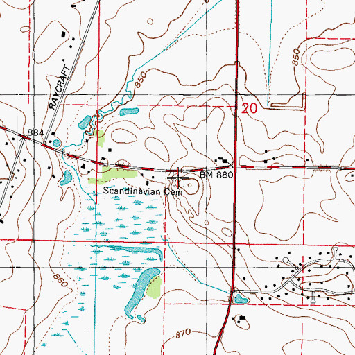 Topographic Map of Scandinavian Cemetery, IL