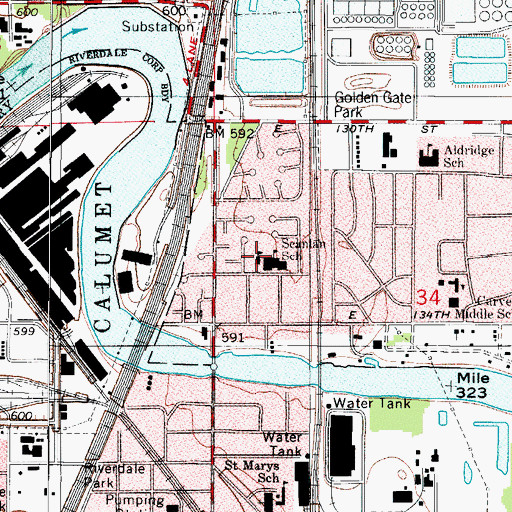 Topographic Map of Scanlan School, IL