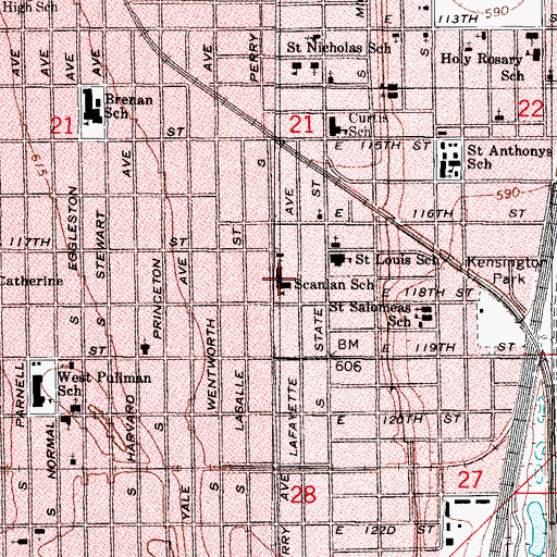 Topographic Map of Scanlan School, IL