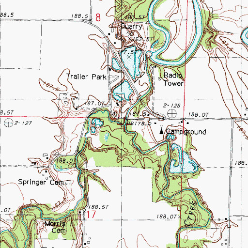 Topographic Map of Scattering Point Creek, IL