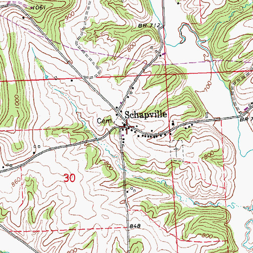 Topographic Map of Schapville, IL