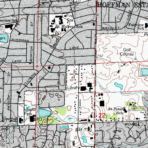 Topographic Map of Schaumburg, IL