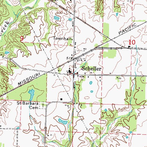 Topographic Map of Scheller, IL