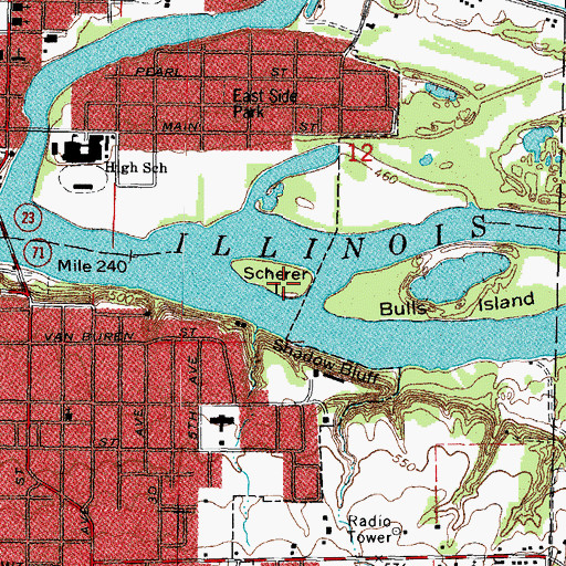 Topographic Map of Scherer Island, IL
