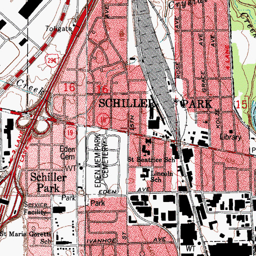 Topographic Map of Schiller Park, IL