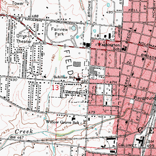 Topographic Map of Schiller Elementary School, IL