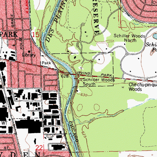 Topographic Map of Schiller Woods South, IL