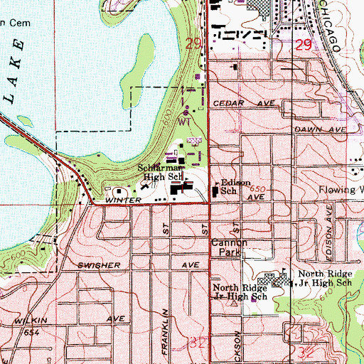Topographic Map of Schlarman High School, IL