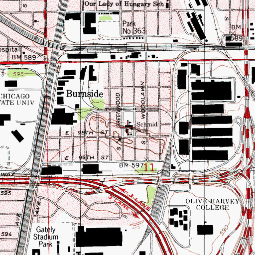 Topographic Map of Schmid Elementary School, IL