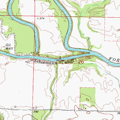 Topographic Map of Schoemann Cutoff, IL