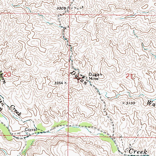Topographic Map of Dugan Mine, AZ