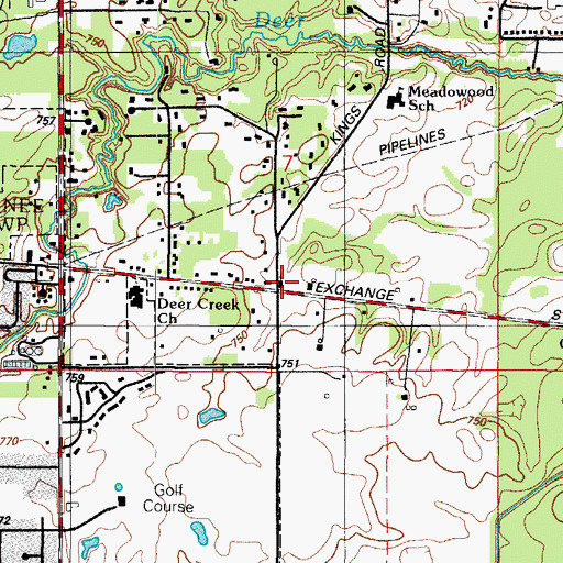 Topographic Map of Schrage School, IL