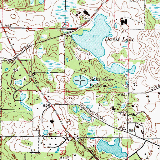 Topographic Map of Schreiber Lake, IL