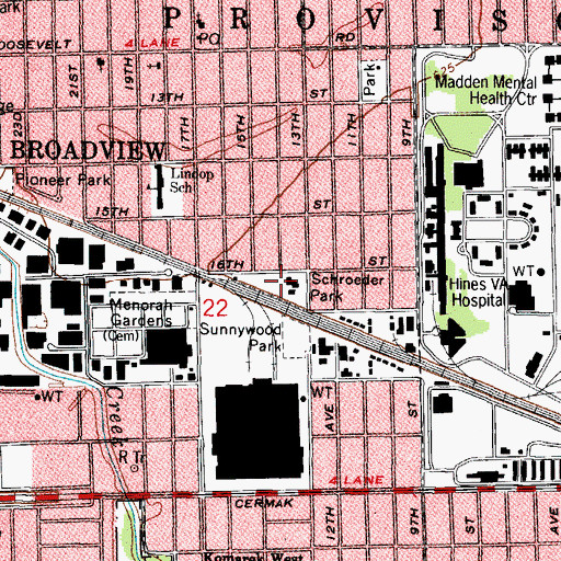 Topographic Map of Schroeder Park, IL