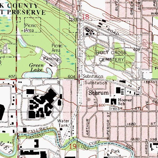 Topographic Map of Schrum, IL