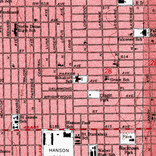 Topographic Map of Schubert Elementary School, IL