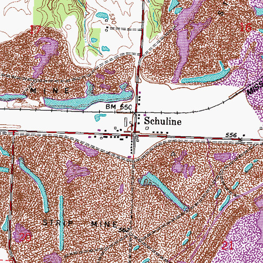 Topographic Map of Schuline, IL