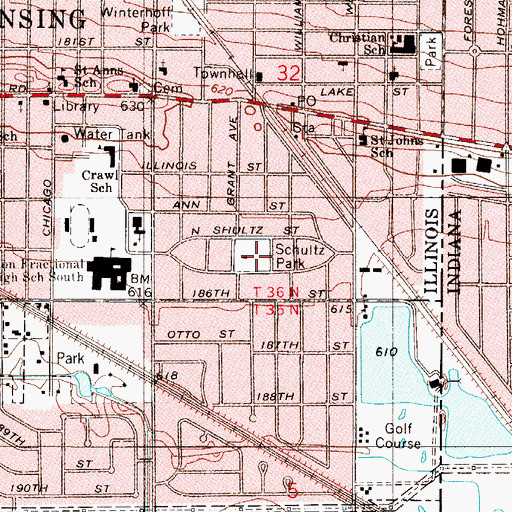 Topographic Map of Schultz Park, IL
