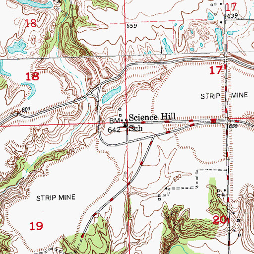 Topographic Map of Science Hill School (historical), IL