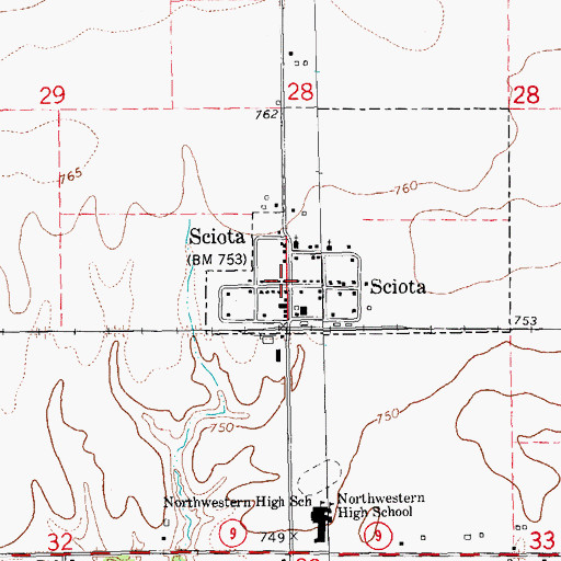Topographic Map of Sciota, IL
