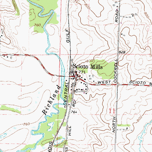 Topographic Map of Scioto Mills, IL