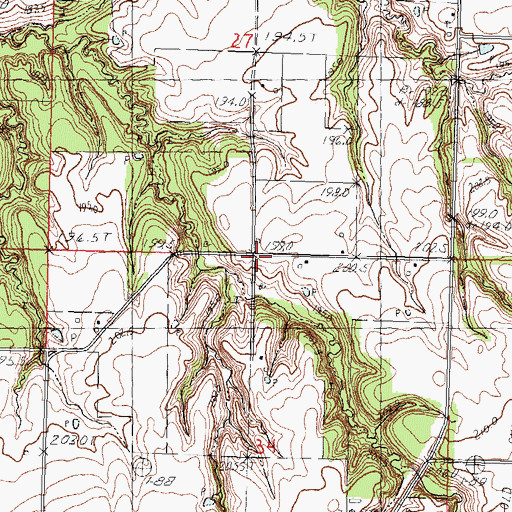 Topographic Map of Scioto School (historical), IL