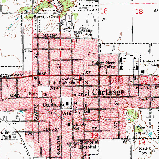 Topographic Map of Central Elementary School, IL