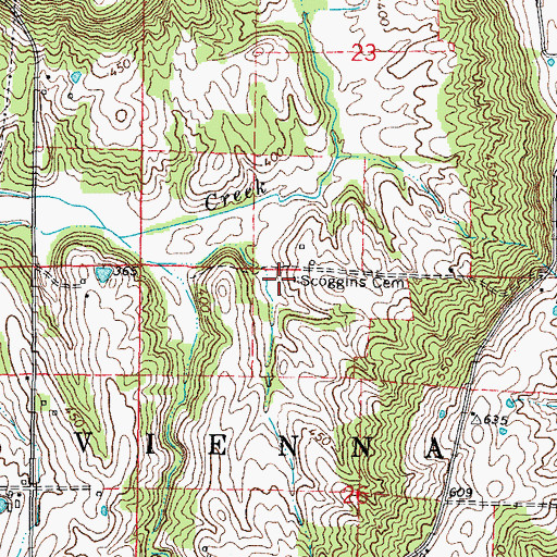 Topographic Map of Scoggins Cemetery, IL