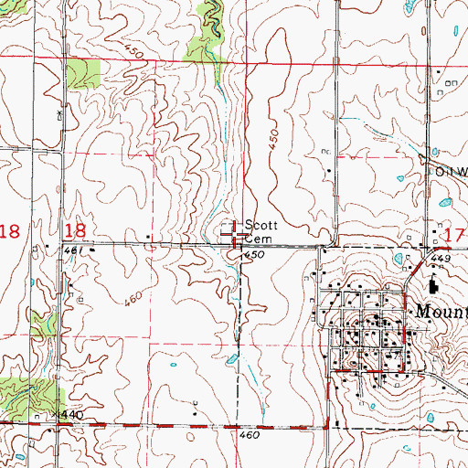 Topographic Map of Scott Cemetery, IL