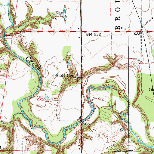 Topographic Map of Scott Cemetery, IL
