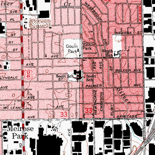 Topographic Map of Scott Elementary School, IL