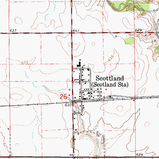 Topographic Map of Scottland, IL